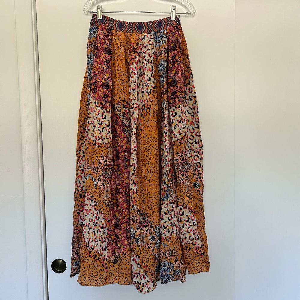 Anthropologie A-line Patchwork Animal print Maxi Skirt